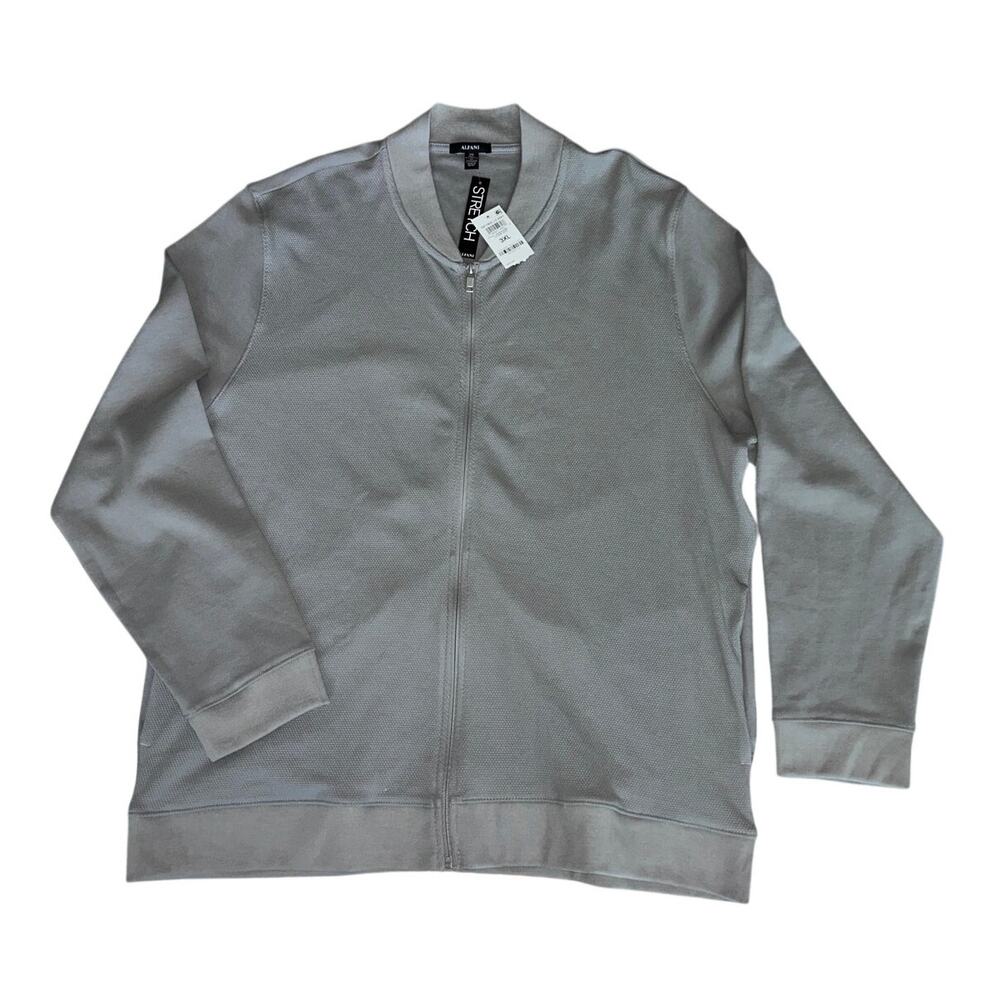 Alfani Gray Quarter Zip Pullover Men’s 3XL Stretch Textured Knit NWT